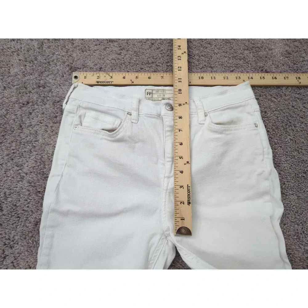 Free‎ People Jeans Womens 29 White Mid Rise Skinny Distressed Stretch Casual